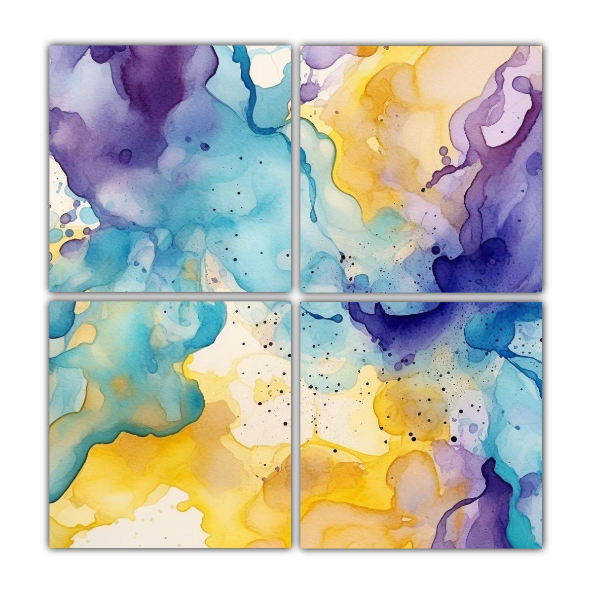 Composición Acuarela En Ondas Y Líneas 140x140 Cm-0