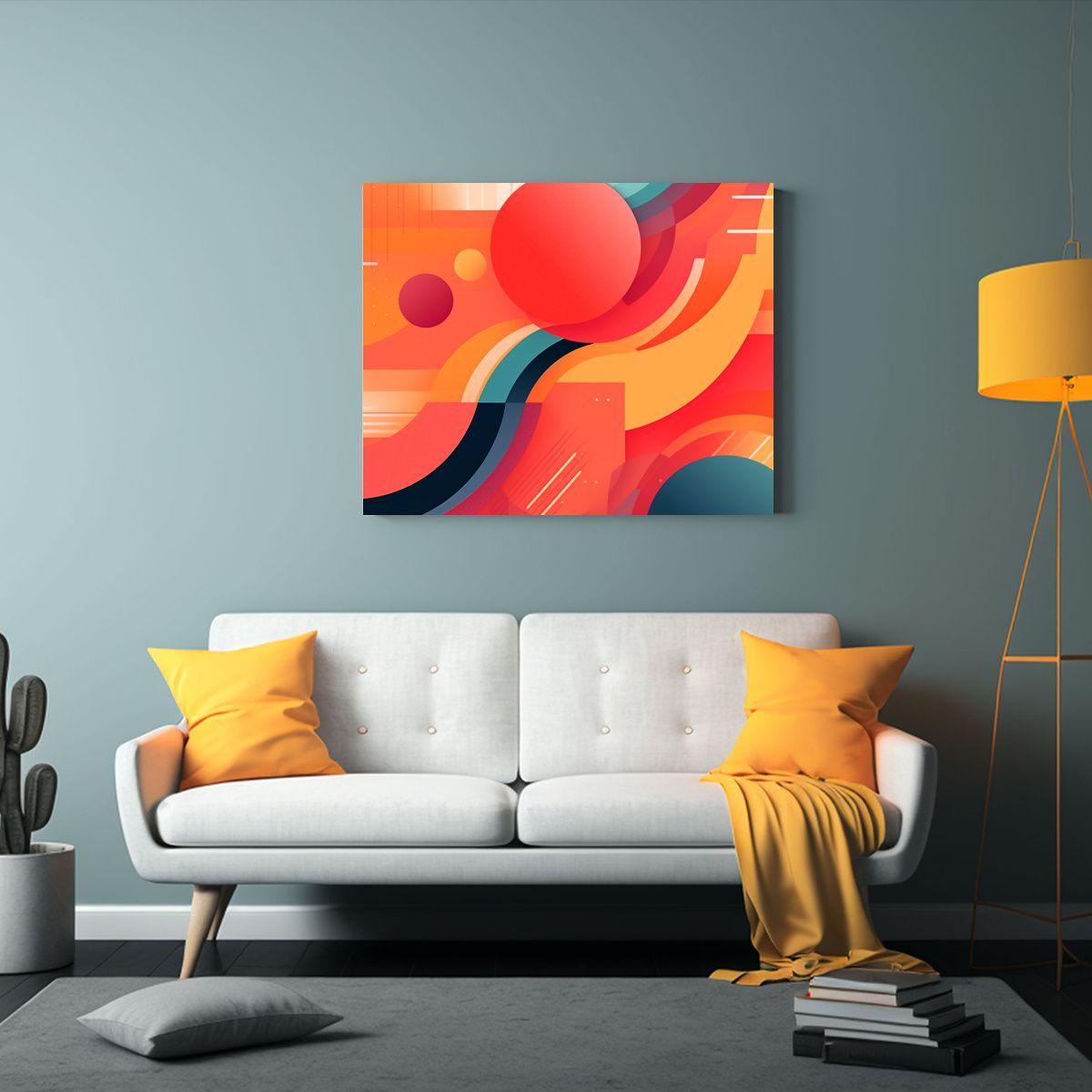 Cuadro Decorativo Con Círculos Radiales En Fondo Colorido. 45x30cm-2