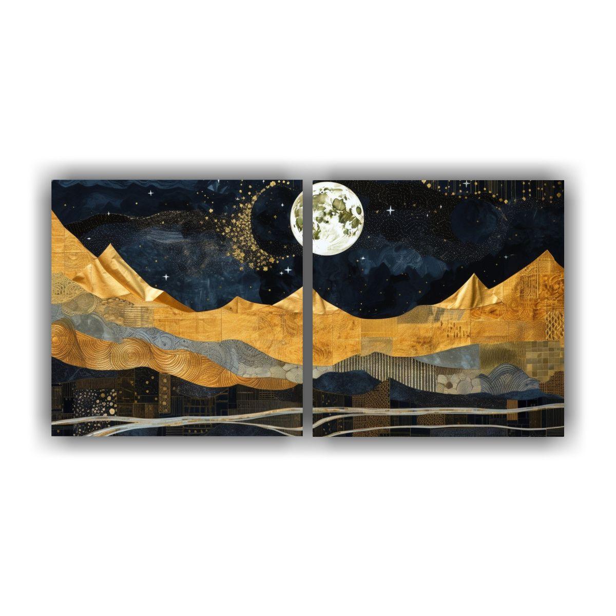 Cuadros Luna Montañas Paisaje Intenso 100x50 Cm-0