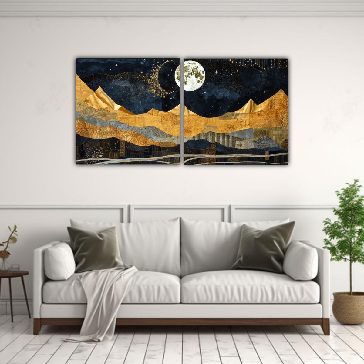 Cuadros Luna Montañas Paisaje Intenso 100x50 Cm-2