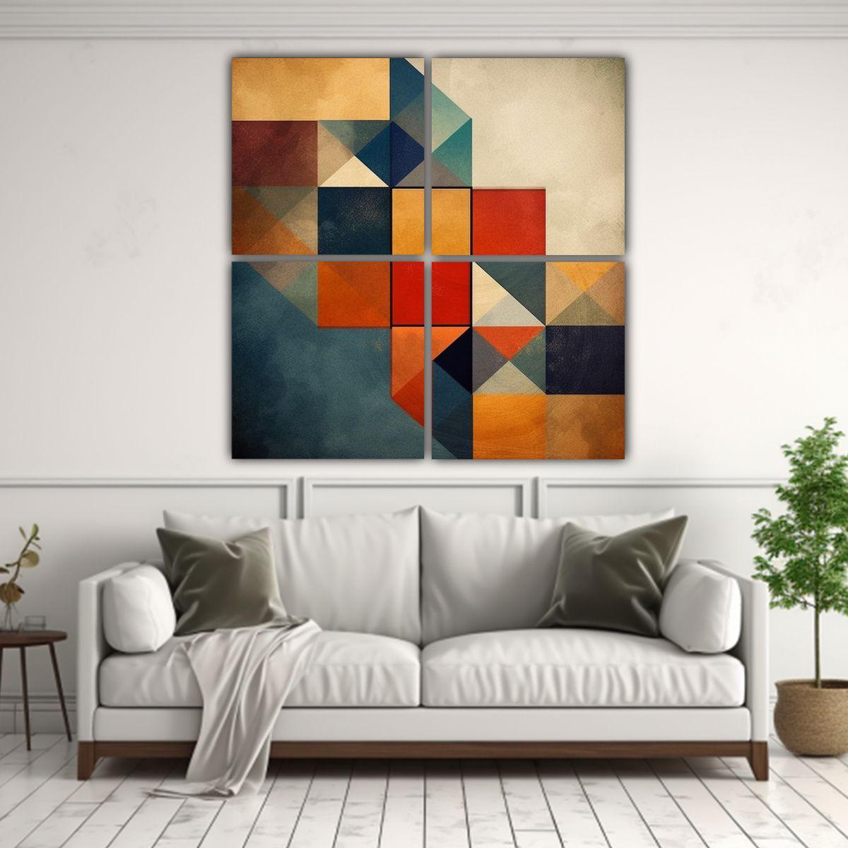 Cuatro Cuadros Decorativos Geométricos Sublimes 100x100 Cm-2