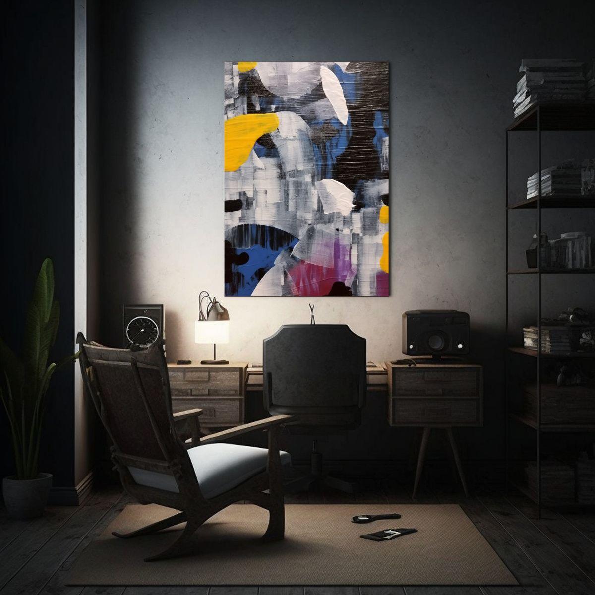 Pintura En Bastidor Vanguardia Personalidad Azul 20x30cm-2