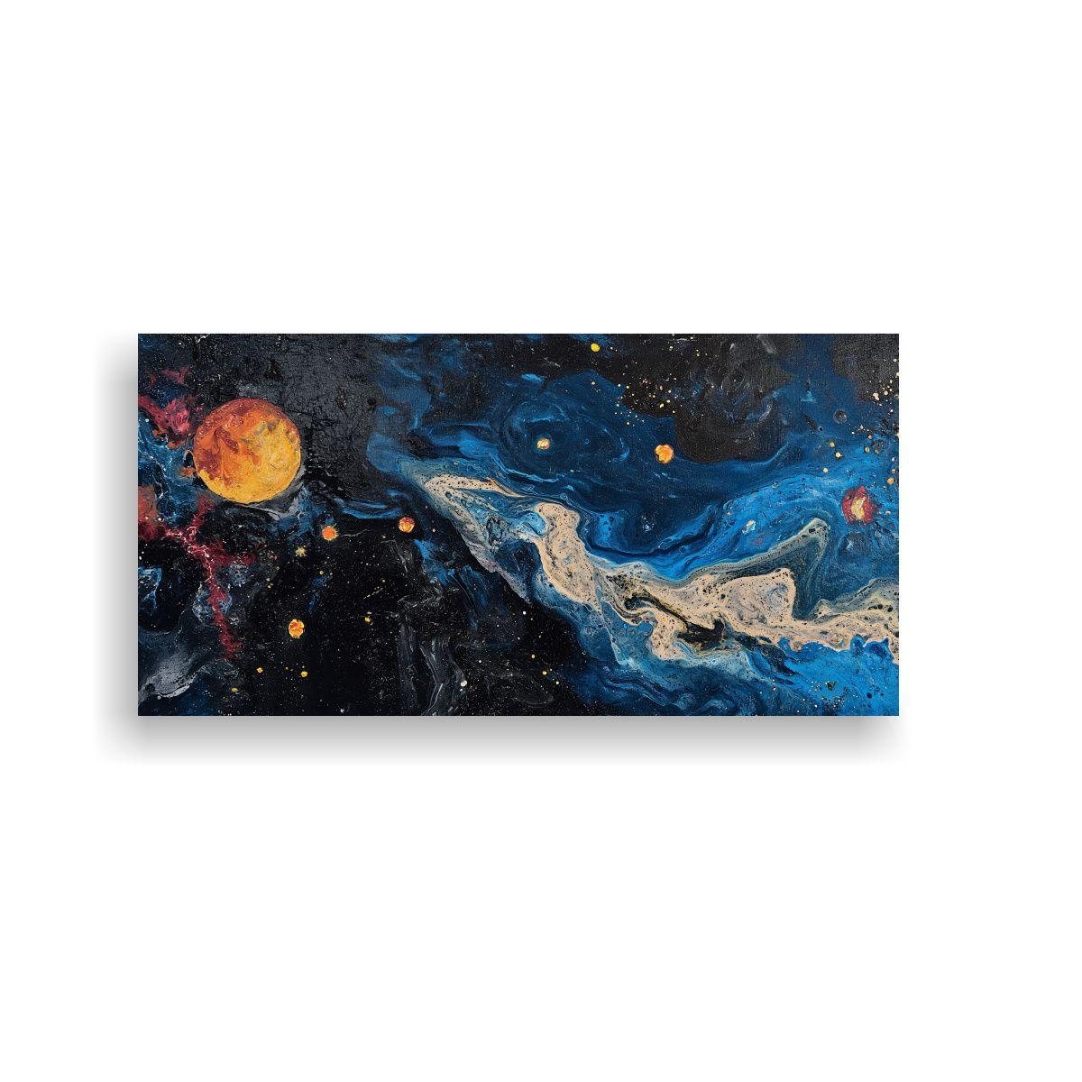 Pintura Mural De La Noche Con Constelaciones 40x20 Cm-0