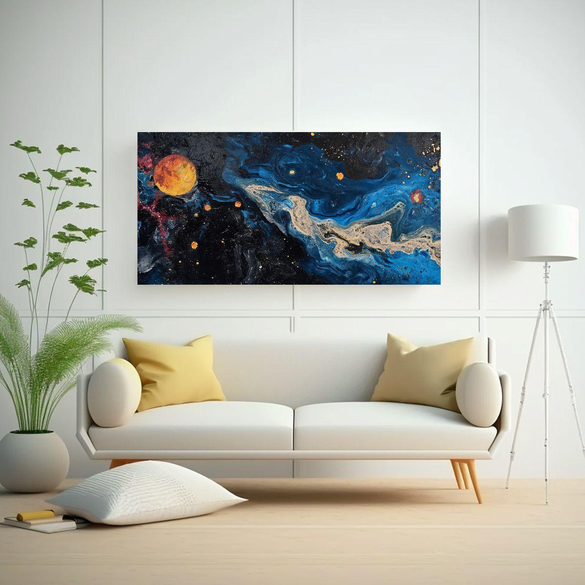 Pintura Mural De La Noche Con Constelaciones 40x20 Cm-2
