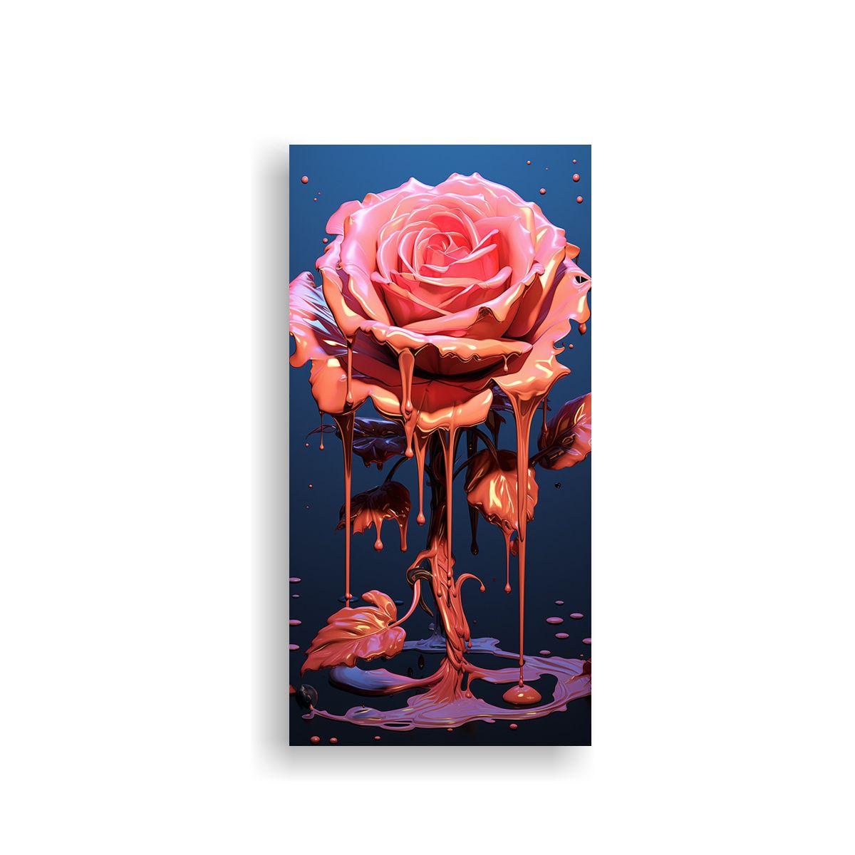 Cuadro Hermoso Estilo Plano Con Rosa Derretida 60x120cm-0