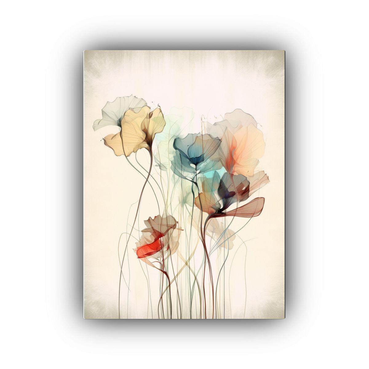 Cuadro Abstracto De Flores En Línea Armonía 30x40cm-0