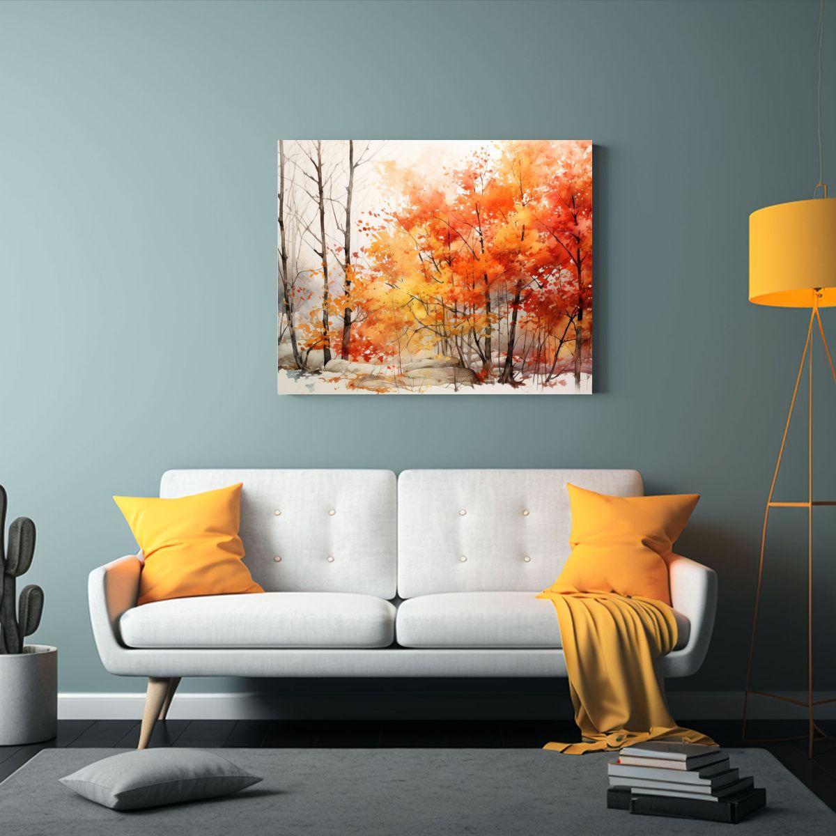 Pintura Abstracta De árboles De Arce En Colores Rojo Y Nara 65x50cm-2