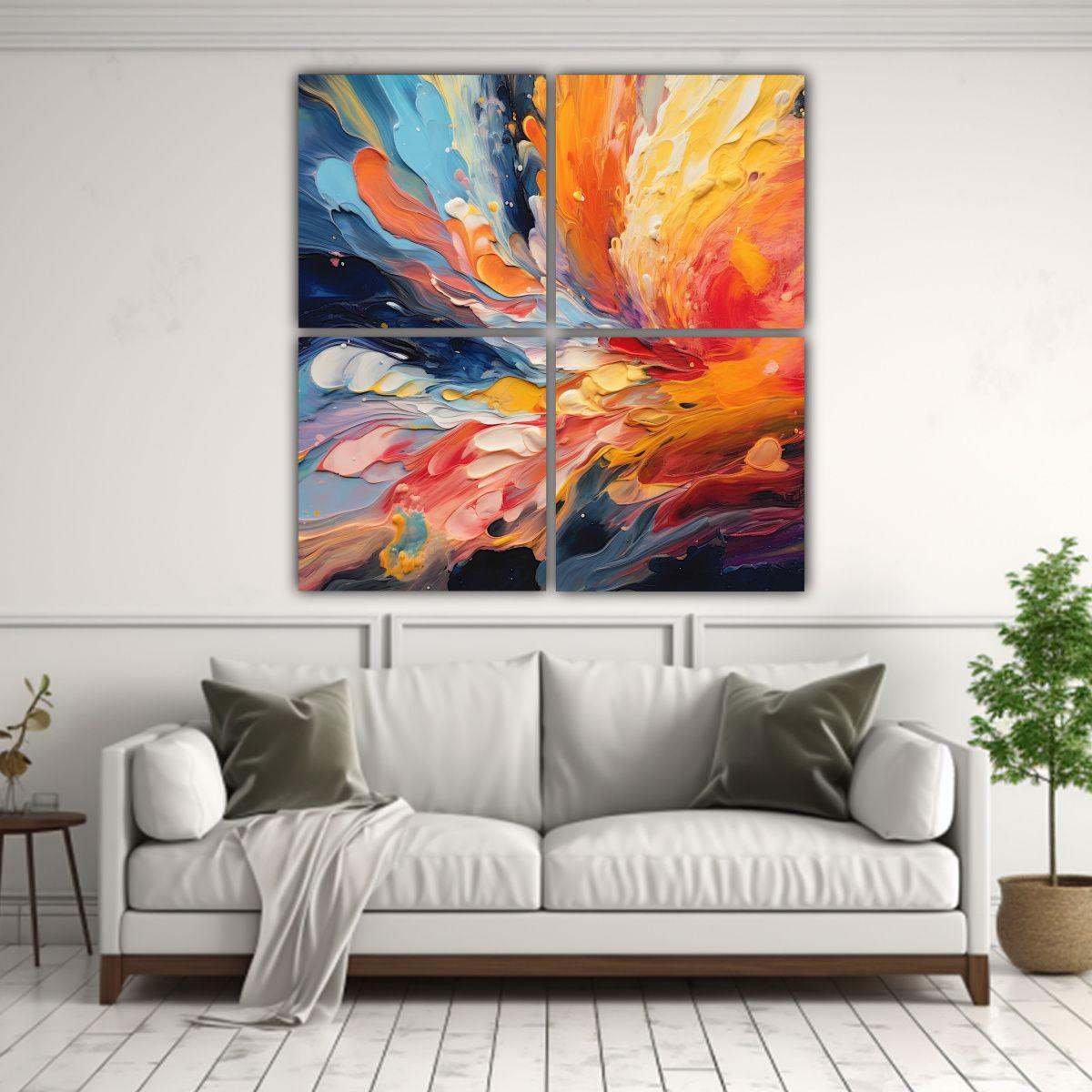 Cuadro Decorativo Abstracto Impreso En Tela 180x180 Cm-2