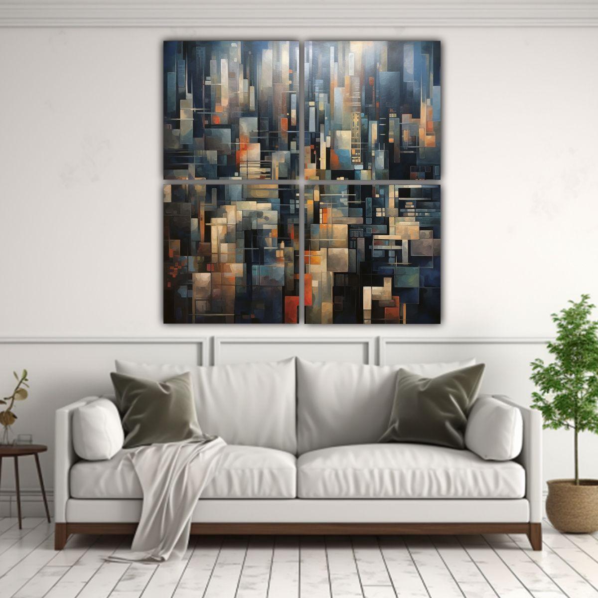 Cuatro Artes De Pared Tela Sublimada Elegancia 200x200 Cm-2