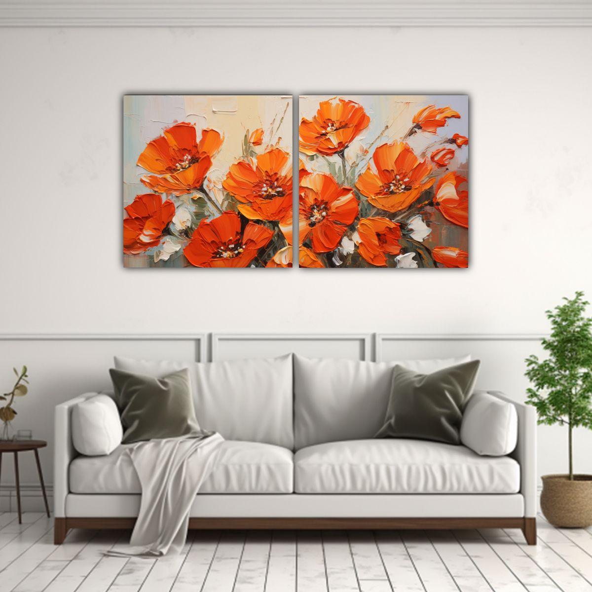 Cuadros Espectacular Visual De Flores En Colores 60x30 Cm-2