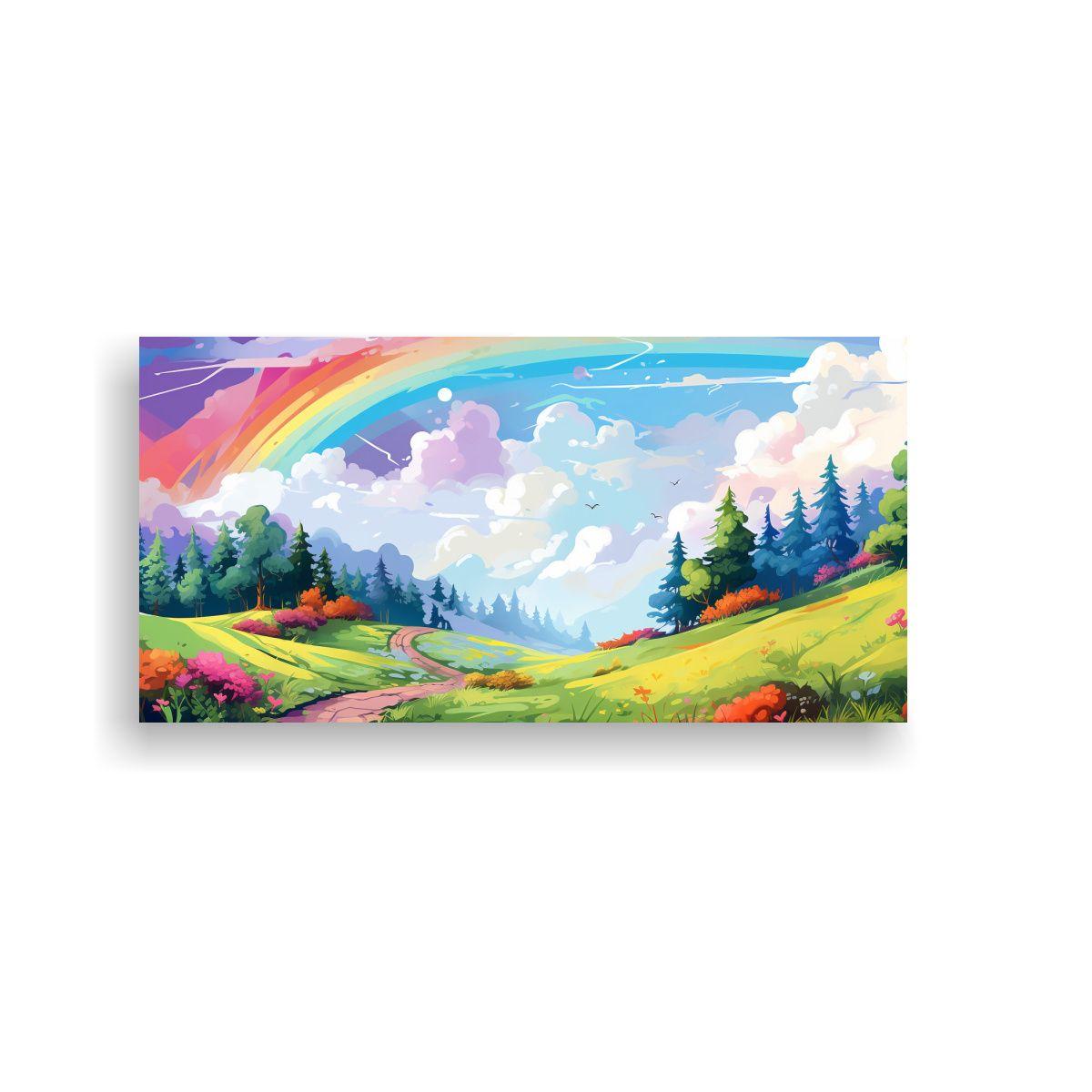 Arte Pop Neo Paisaje Primaveral Con Colores 40x20cm-0