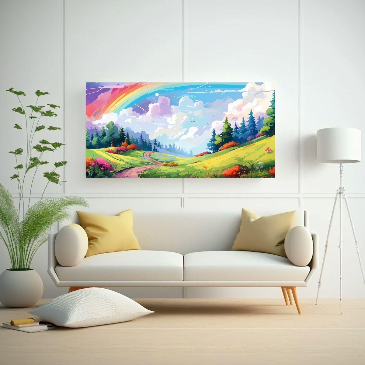 Arte Pop Neo Paisaje Primaveral Con Colores 40x20cm-2