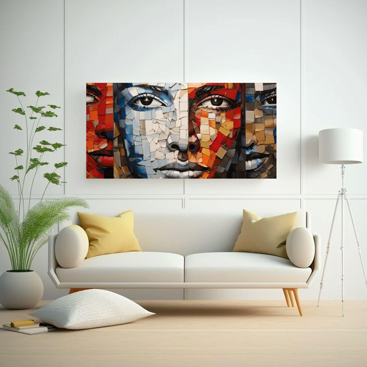 Cuadro Decorativo De Pared: Mosaico Abstracto De 40x20cm-2