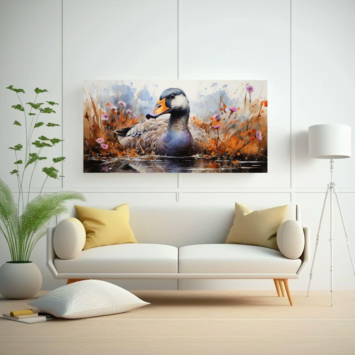 Cuadro De Galería: Fantasía De Gansos En Acuarel 120x60cm-2