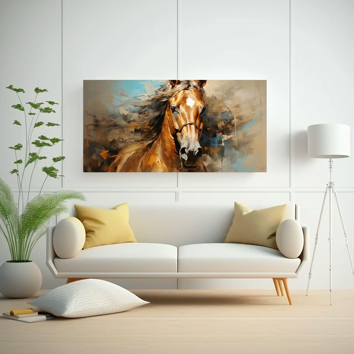 Pintura Al Estilo óleo Colorida De Un Caballo De  80x40cm-2