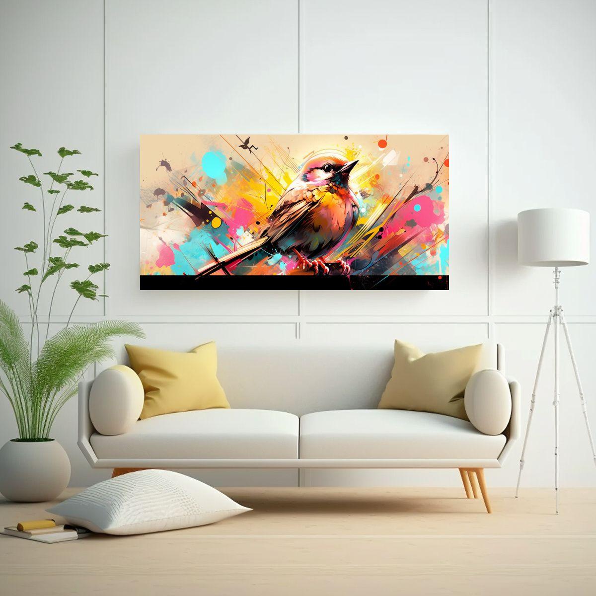 Lienzo Con Colores Armoniosos: Un Canario En Color 40x20cm-2