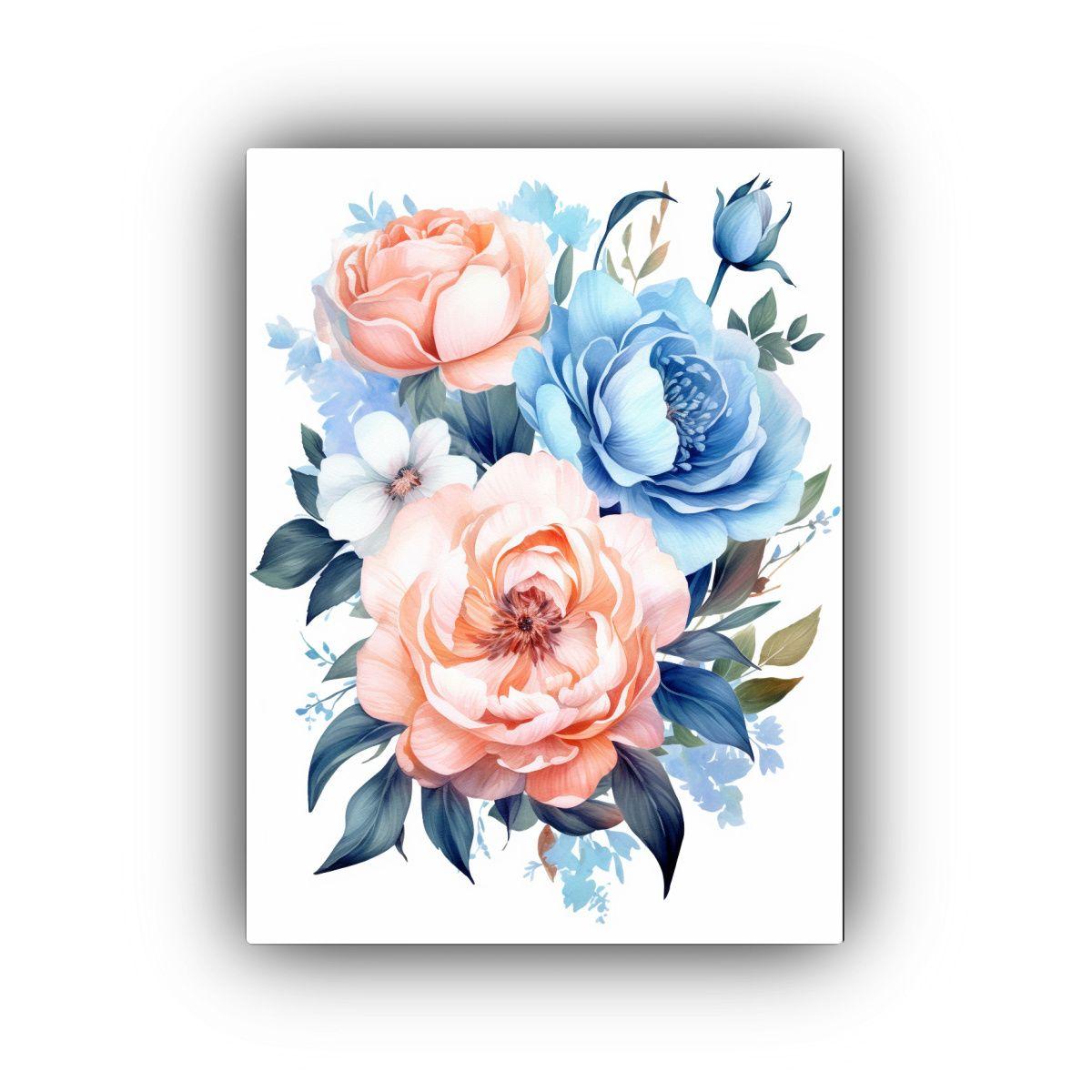 Pintura Lienzo Diseño Intensidad Peonía Azul 60x90cm-0