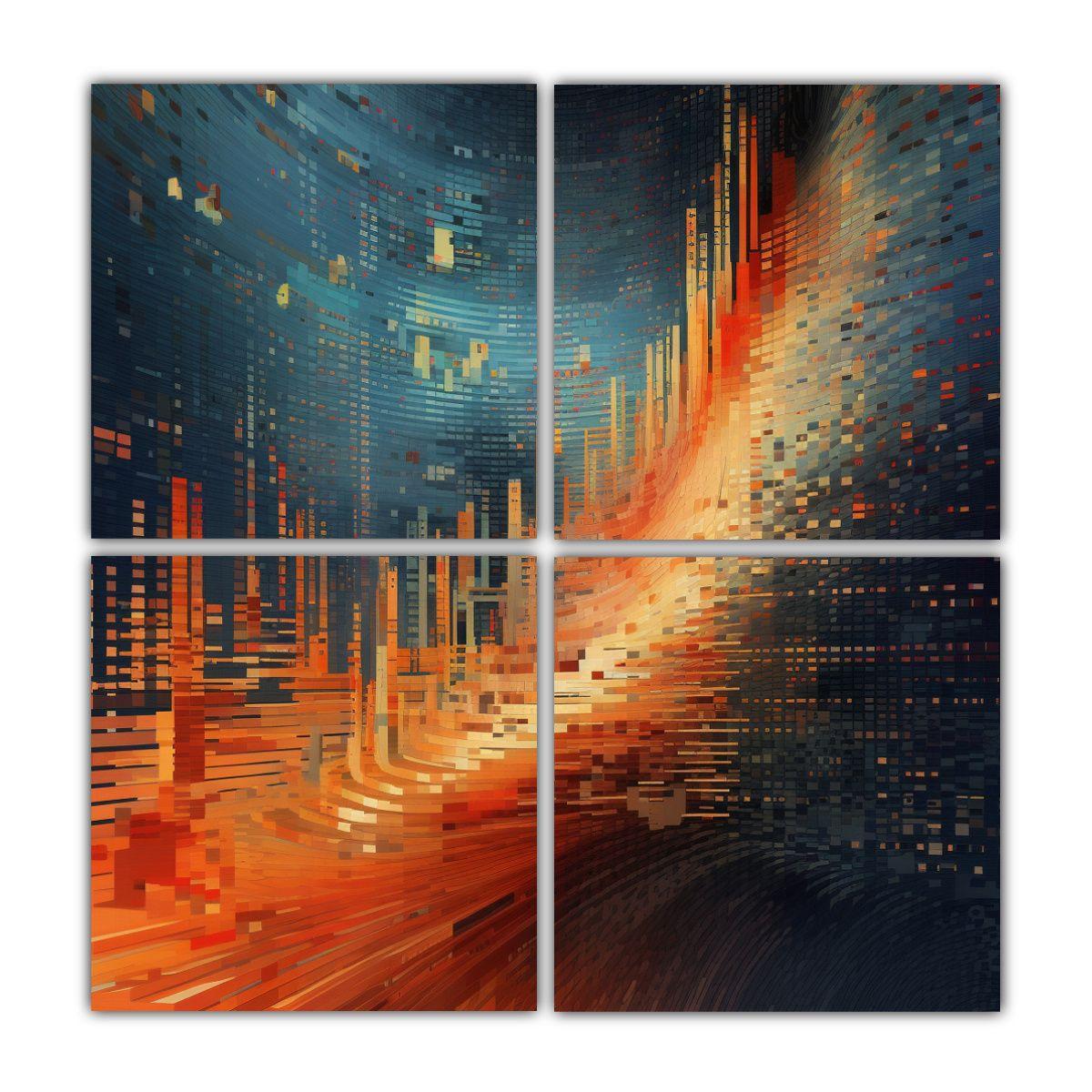 Pinturas Decorativas Modernas: 4 Lienzos 140x140 Cm-0