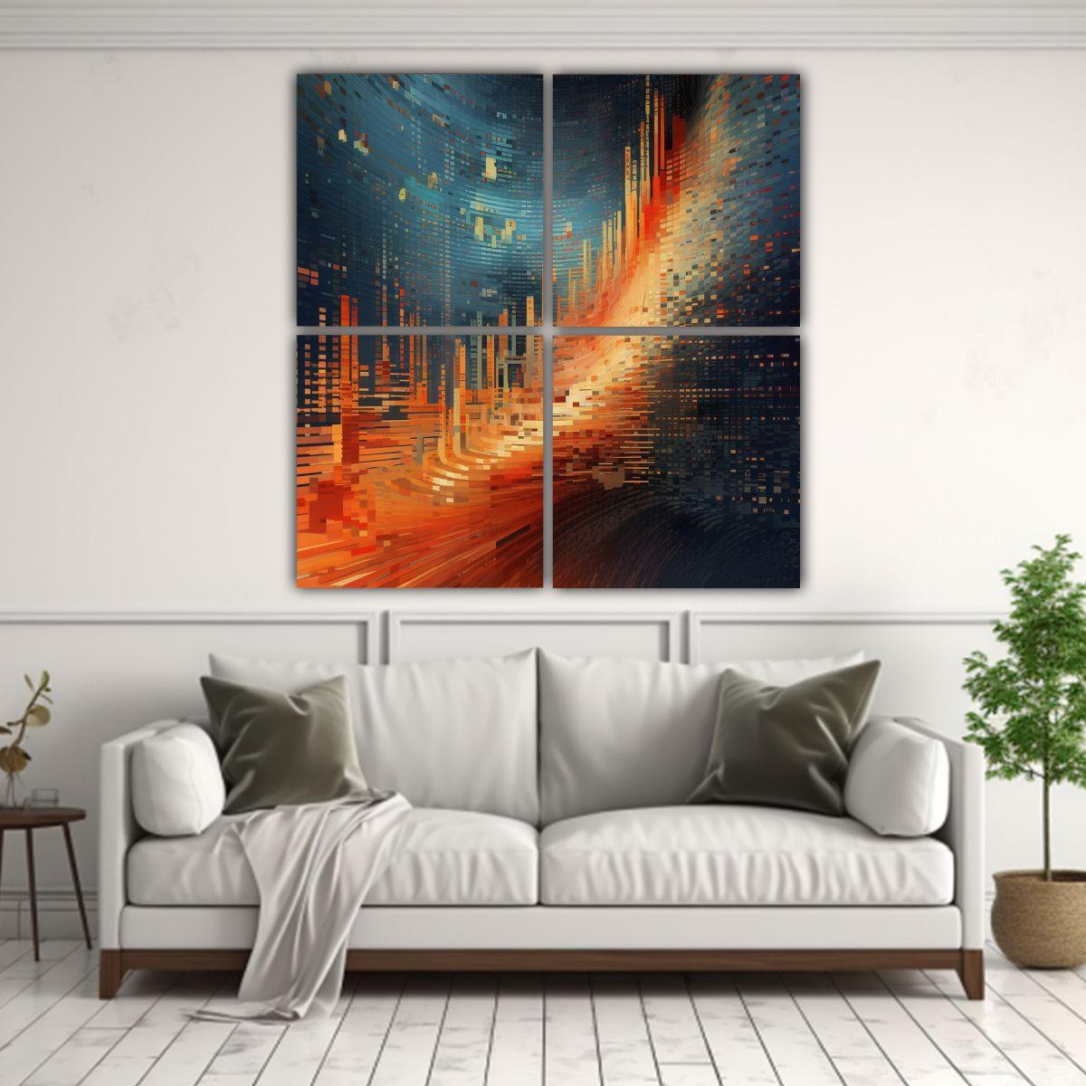 Pinturas Decorativas Modernas: 4 Lienzos 140x140 Cm-2