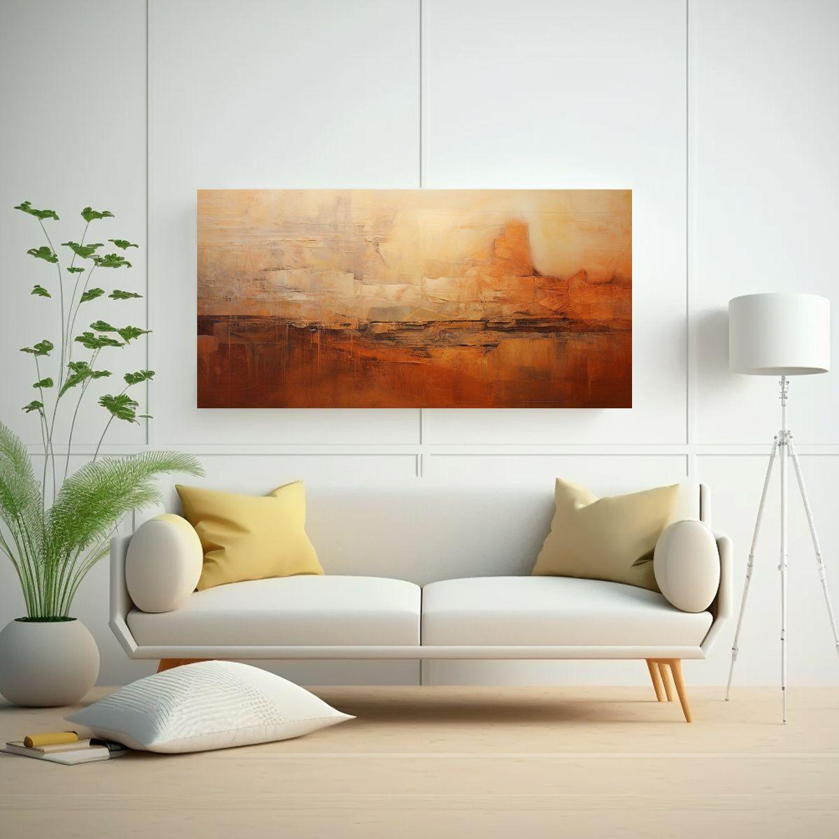 Pintura Abstracta Con Tonos Terrosos Y Texturas 60x30cm-2