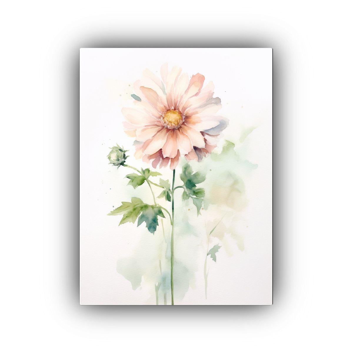 Tela En Bastidor Arte Gráfico Flor Acuarela 50x75cm-0