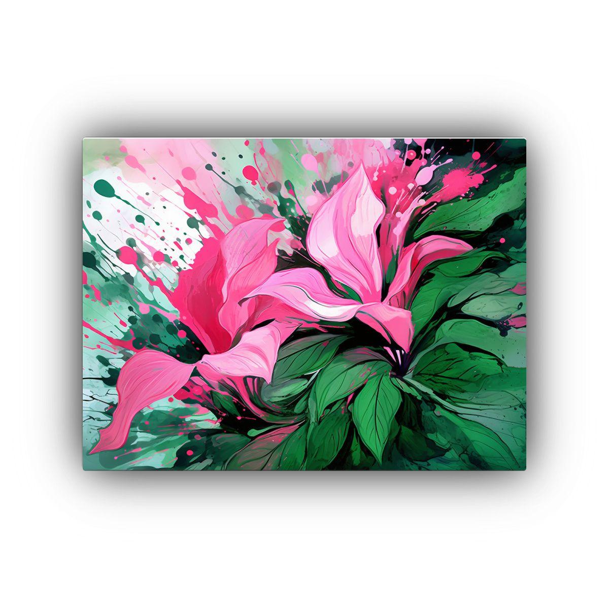 Pintura Vintage Con Impactantes Colores Verde Y Rosa, Atmós 30x20cm-0