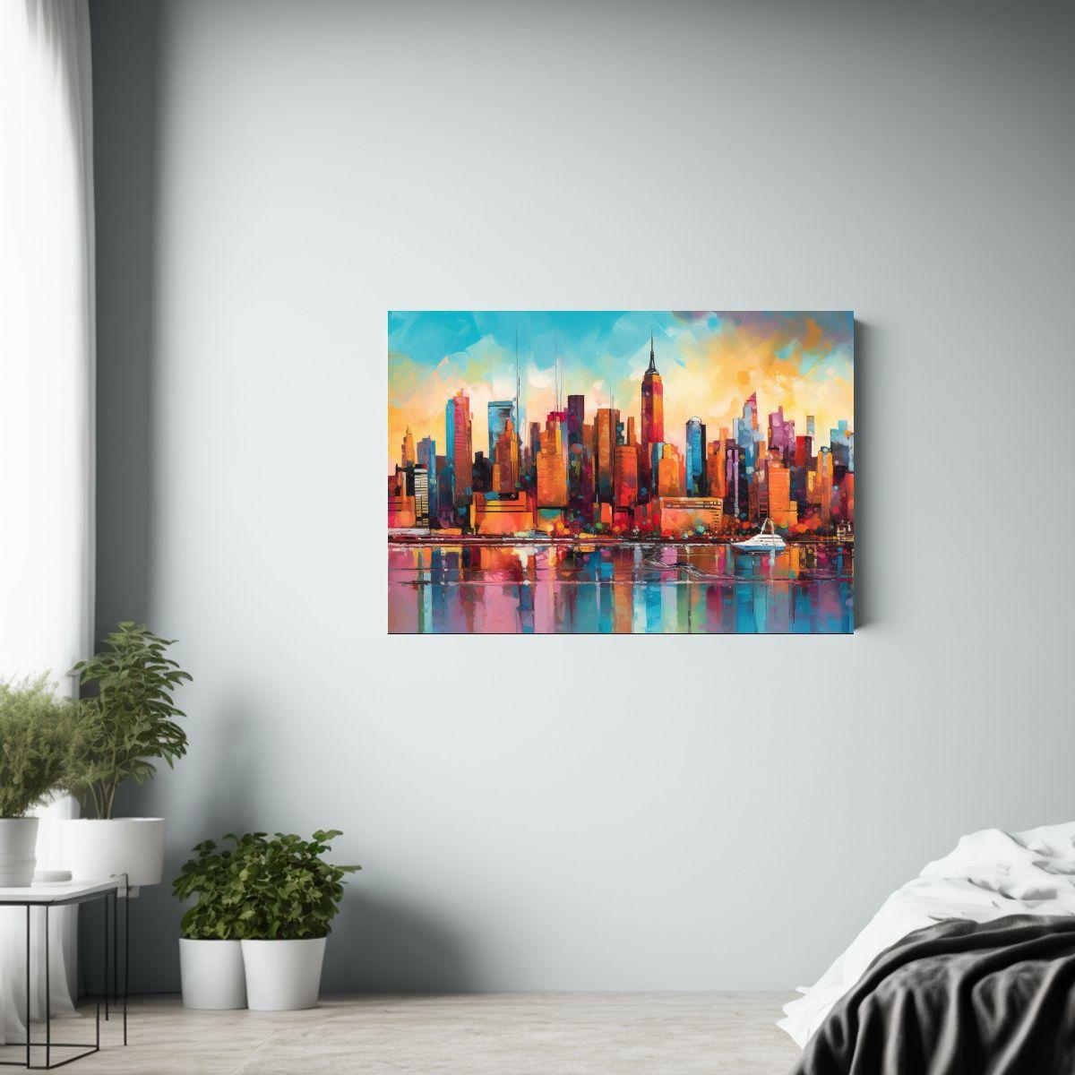Pintura De La Ciudad De Nueva York 2023 Con Colores Brillant 60x40cm-2
