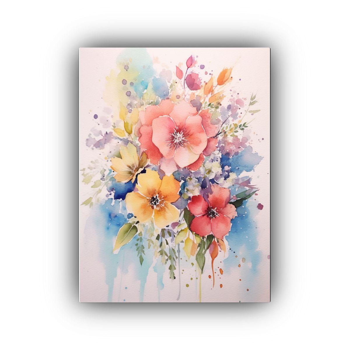 Pintura Acuarela Guzmanga Flores Decorativas 40x50cm-0