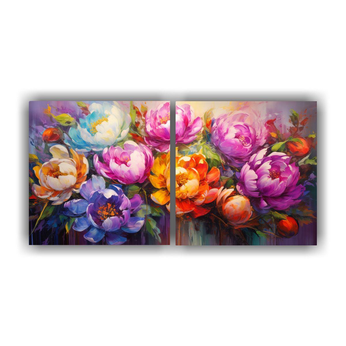 Díptico Decoración Estilo Arcoíris Con Pintura 100x50 Cm-0