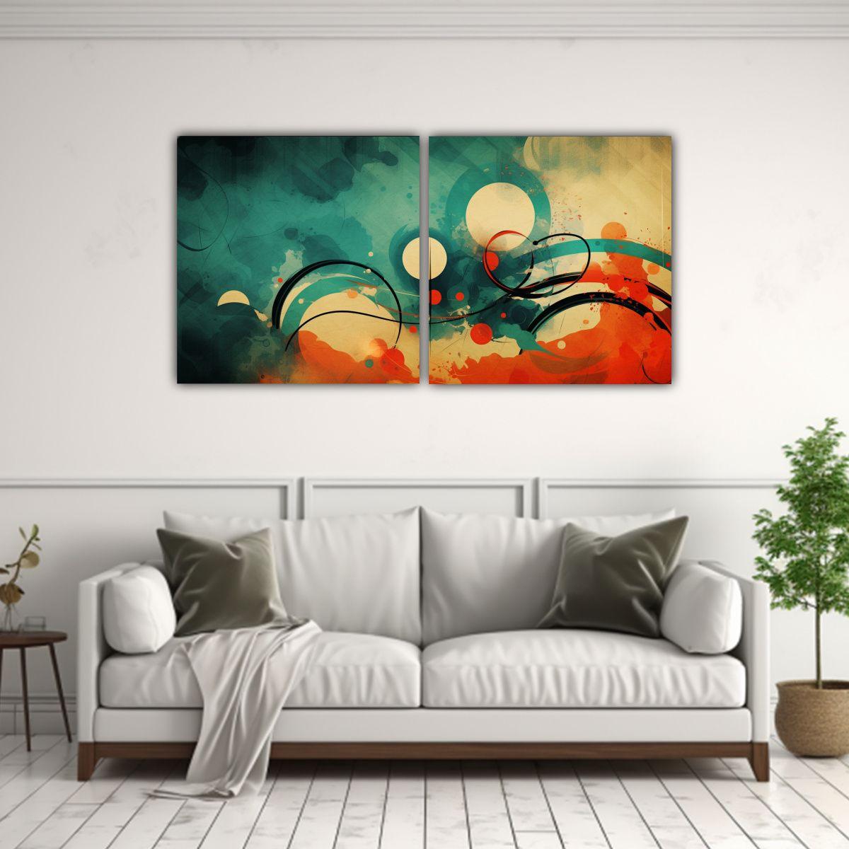 Set 2 Telas Bastidor Expresión Profundidad 160x80 Cm-2