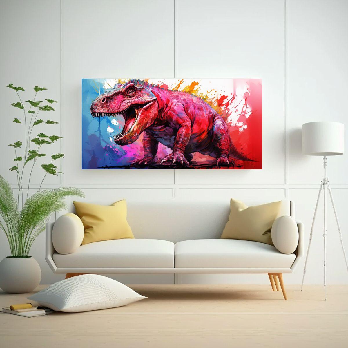 Cuadro Moderno Contraste Iguanodon En Colores 120x60cm-2