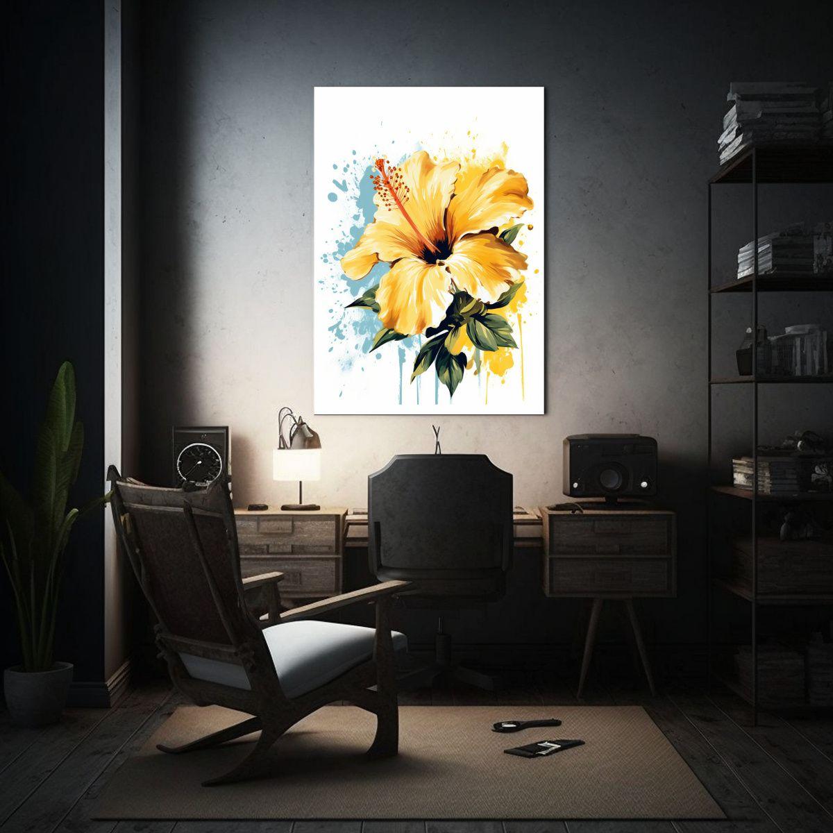 Pintura De Pared En Tela Sublimada Hibisco 40x50cm-2