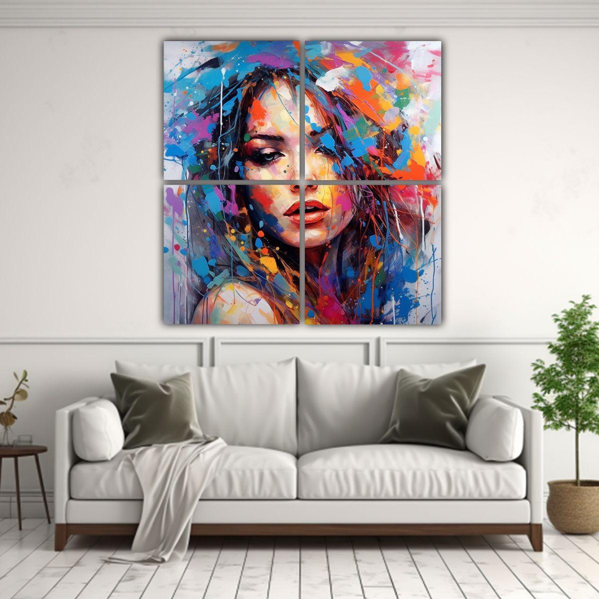 Cuadros Abstractos Modernos Con Composición 120x120 Cm-2