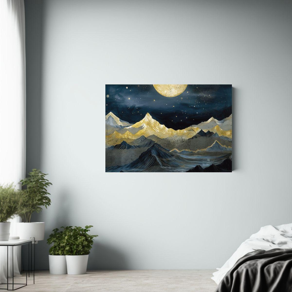 Lienzo Montaña Dorada Para Decoración De Habitación 90x60cm-2