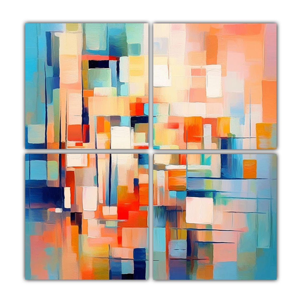 Pintura Abstracta Estilo Decorativo Cuatro Artes 40x40 Cm-0