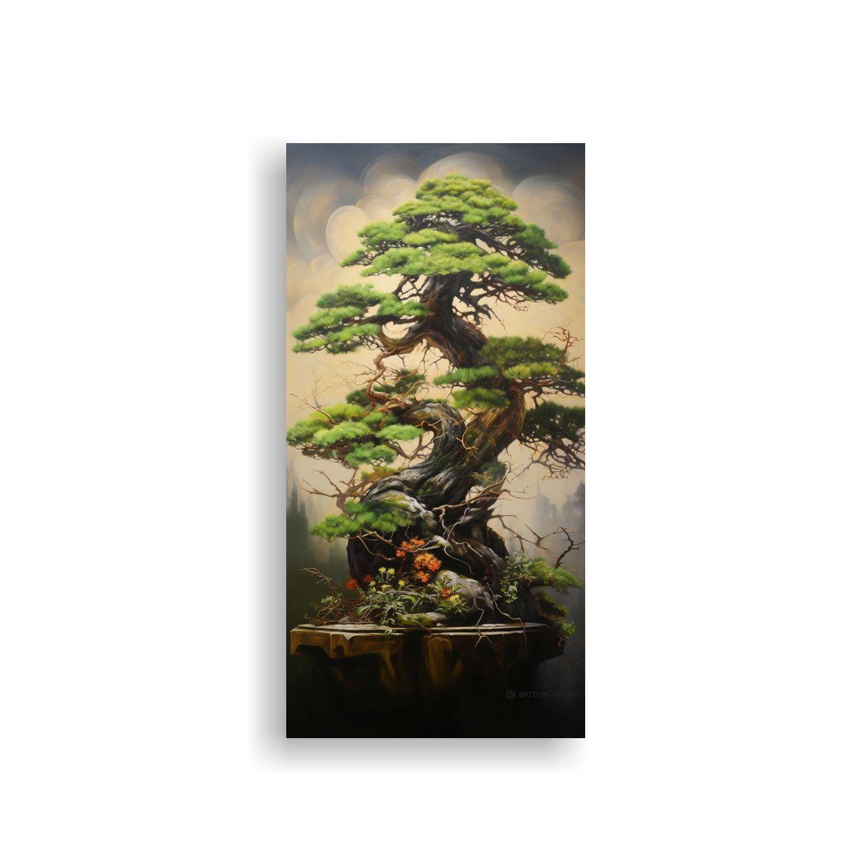 Pintura Abstracta De árbol Bonsái De Pino Modern 80x160cm-0