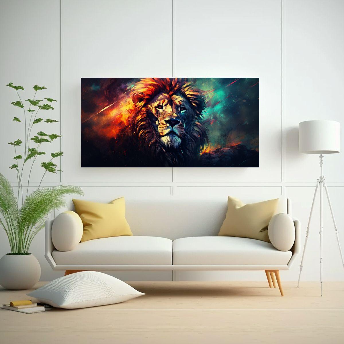 Pintura Colorida De Un León En Acuarela Estilo 21 120x60 Cm-2