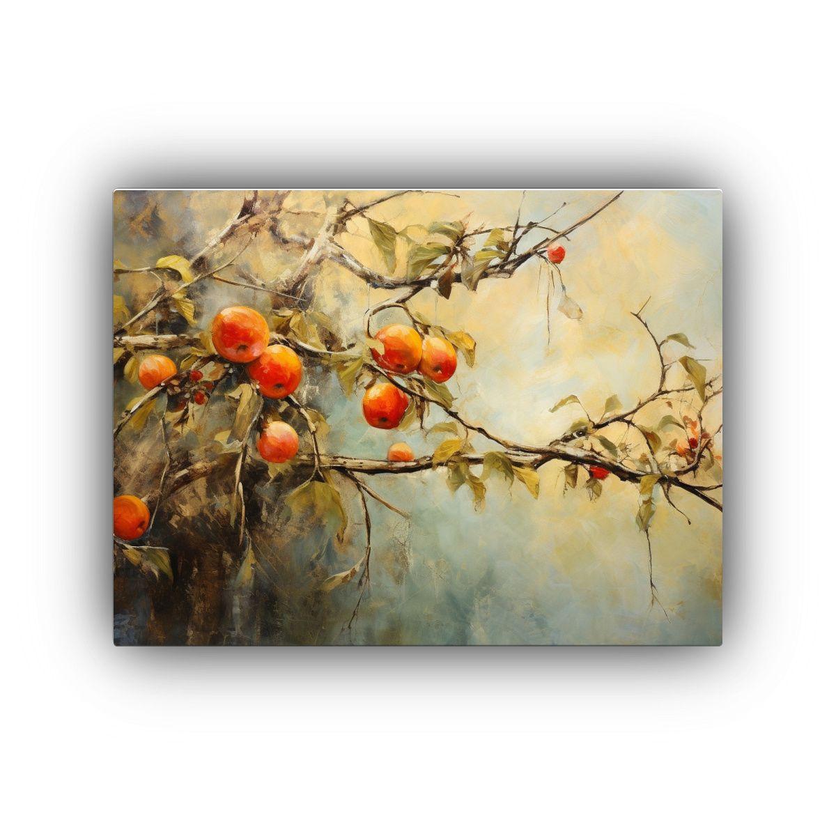 Pintura Abstracta De Árboles Frutales En Estilo Detallado A 75x50cm-0