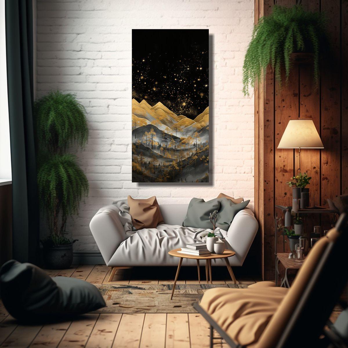 Tela En Bastidor Acuarela Paisaje Montañoso De 40x80cm-2