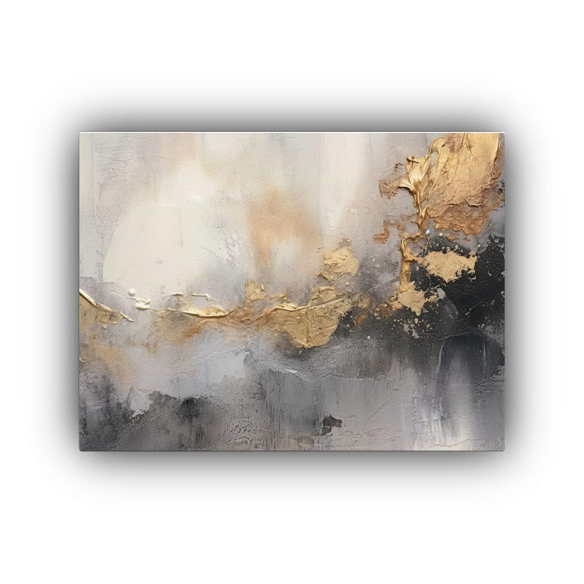 Cuadro Abstracto En Tonos Marrón Y Gris Para Decoración. 45x30cm-0