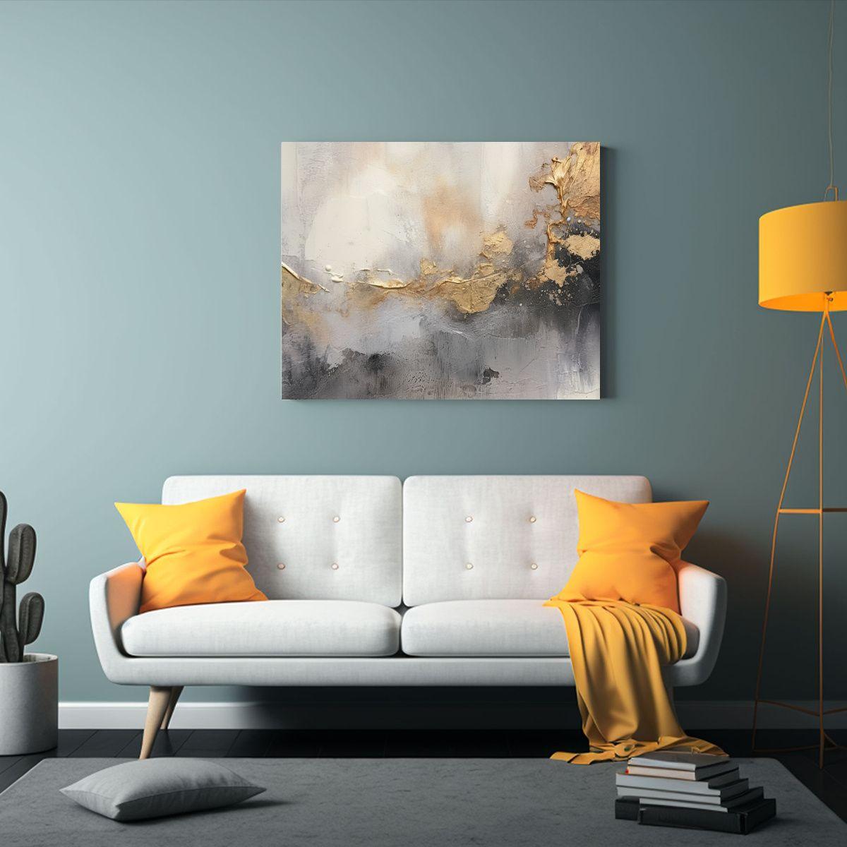 Cuadro Abstracto En Tonos Marrón Y Gris Para Decoración. 45x30cm-2