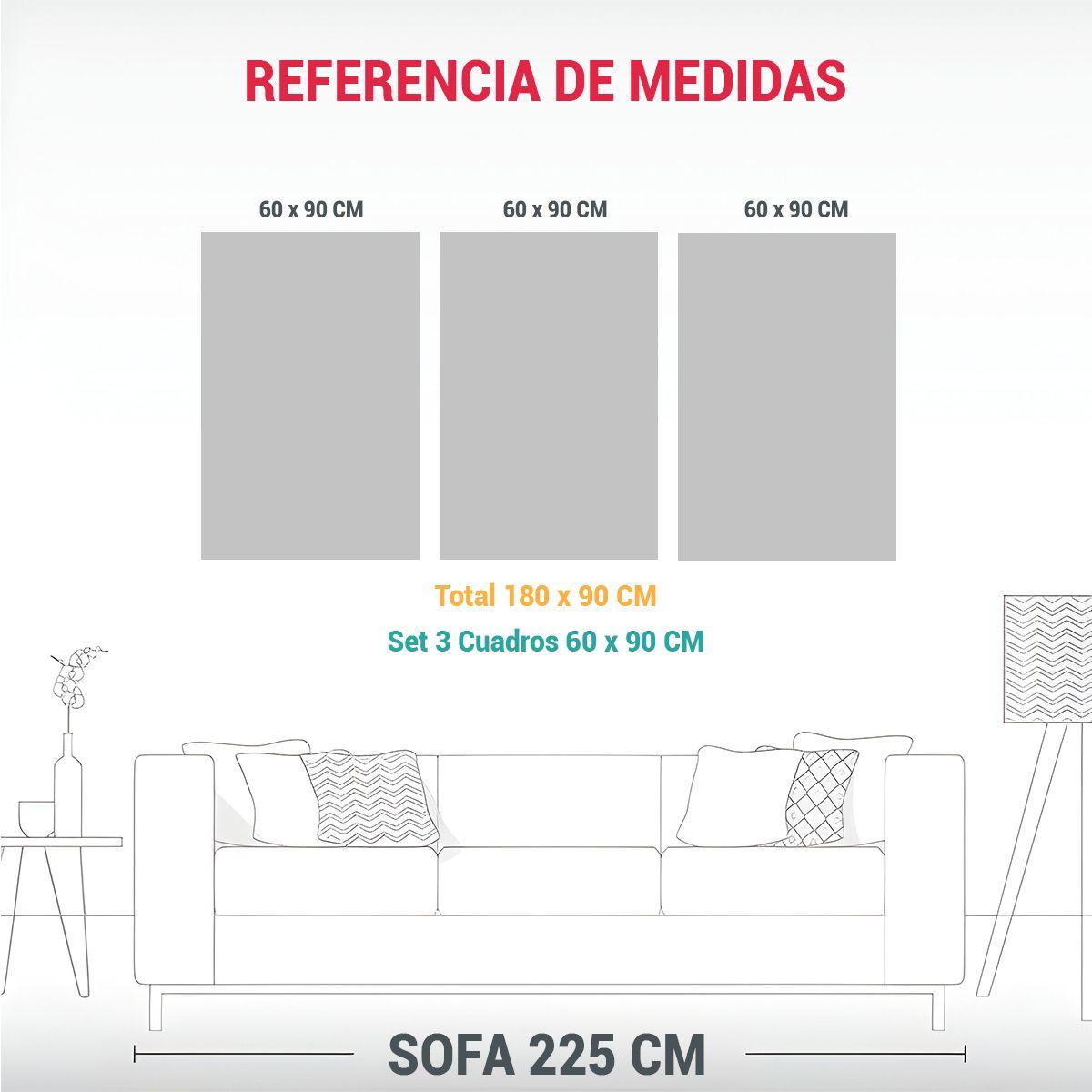 Tres Lienzos Patron Intenso Para Oficina 180x90 Cm-1