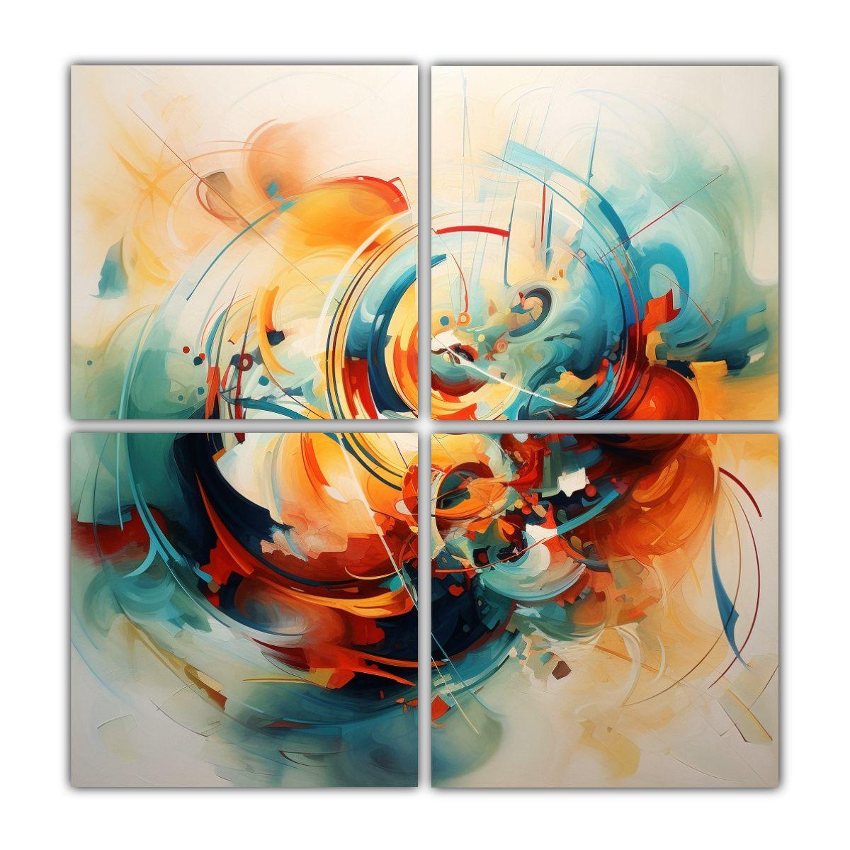 Cuadros Abstractos Armonía Colores En Fondo Beige 160x160 Cm-0