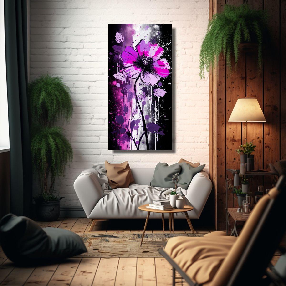 Cuadro Intensidad Purple Y Negro Atmosfera Neonoir 40x80cm-2