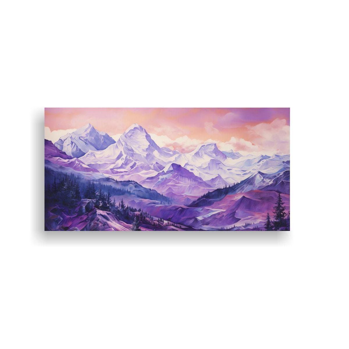 Paisajes Montañosos Púrpuras En Lienzo Estilo 120x60cm-0