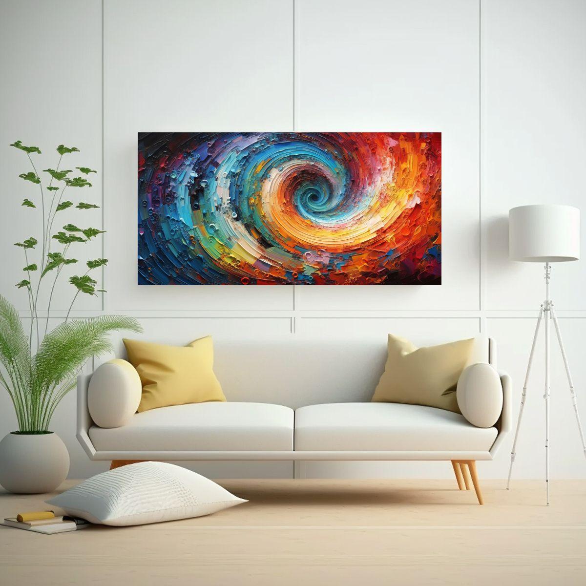 Cuadro Abstracto Con Dos Vistosos Remolinos En La  140x70cm-2