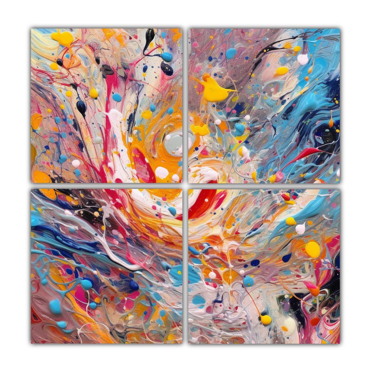 Cuatro Composiciones Colores Cocina DecoCuadros 120x120 Cm-0