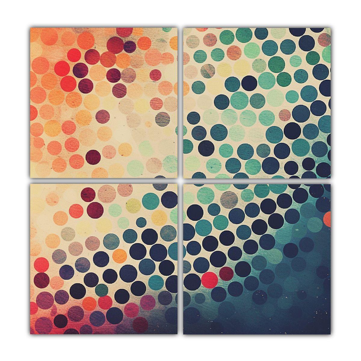 Cuadros Decorativos Con Tonos Actuales Y Puntos 80x80 Cm-0