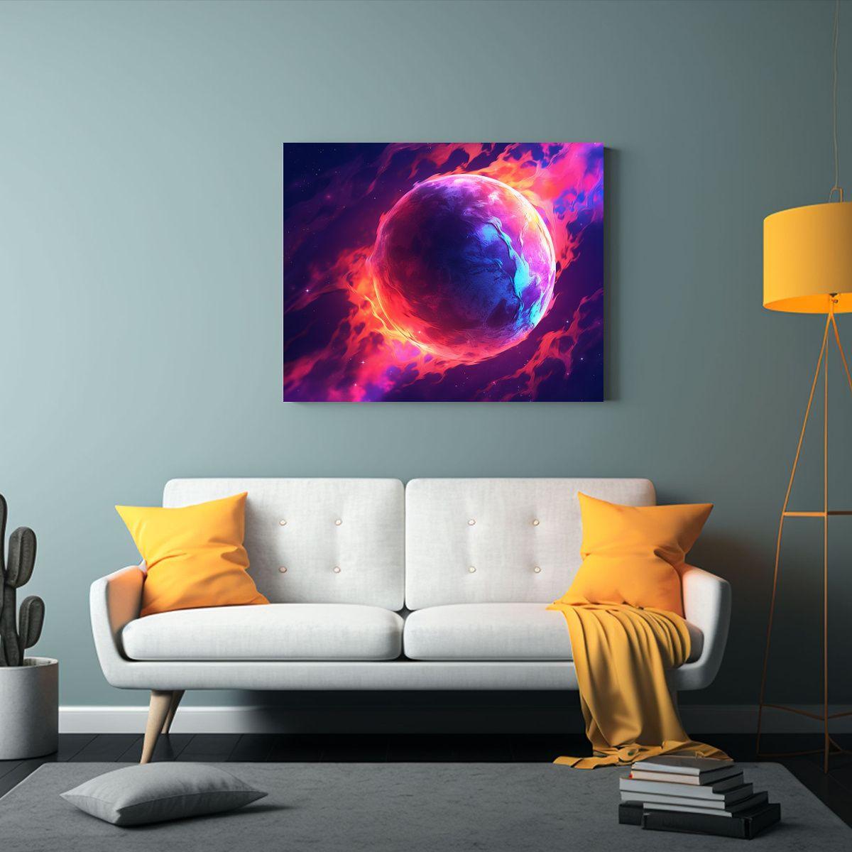 Cuadro Decorativo Urbano Planeta Tierra Espacio 75x50cm-2