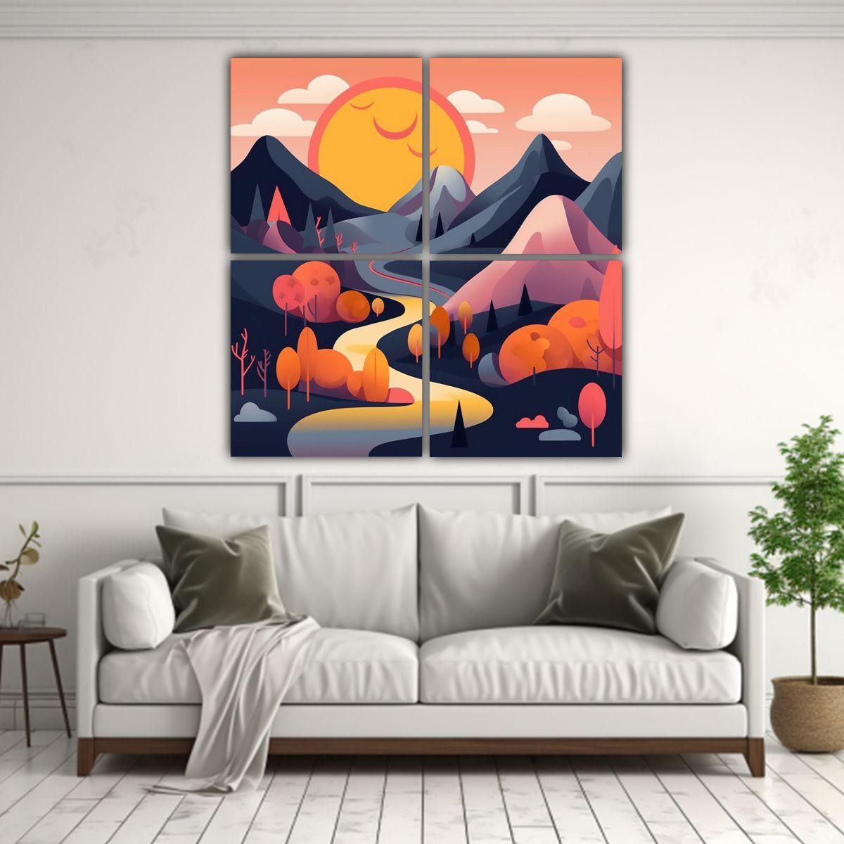 Cuatro Canvas Conceptual Minimalismo Unión De 180x180 Cm-2